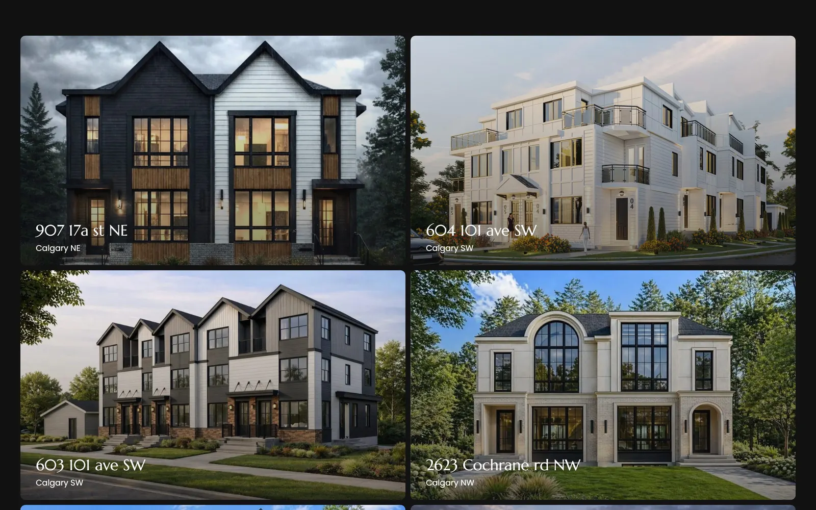Allure Luxury Homes website, a lower section
