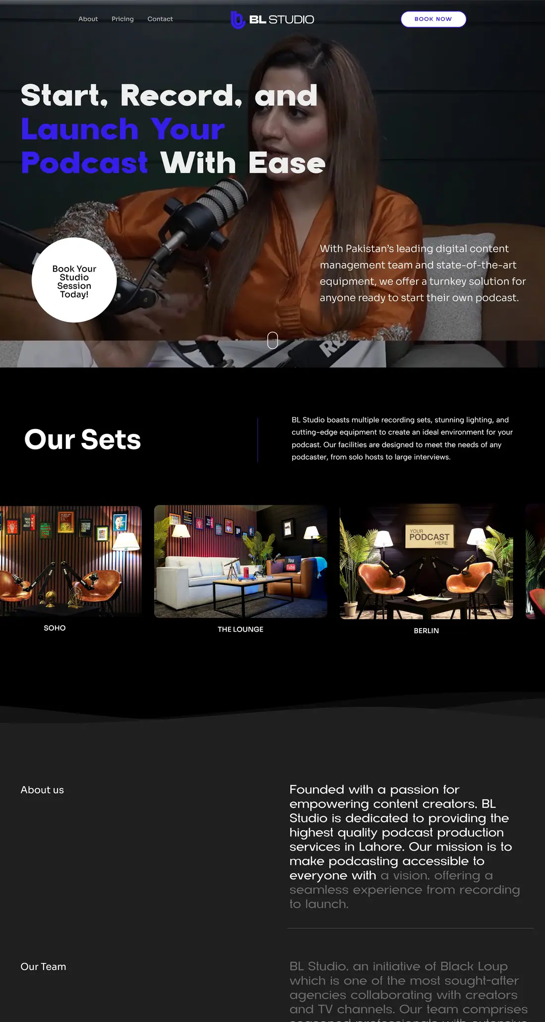 BL Studio website on a laptop