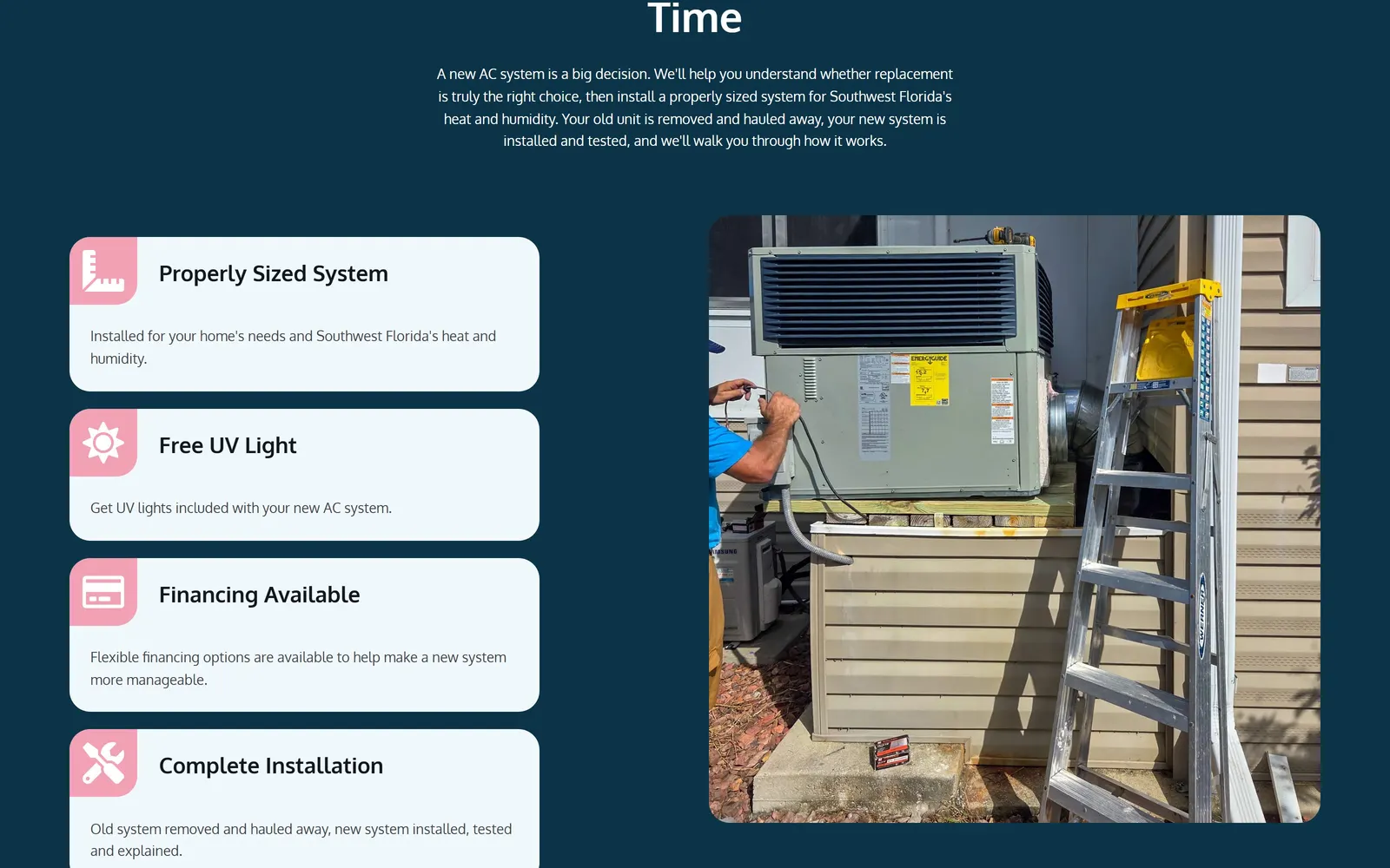 Family First Cooling website, a lower section