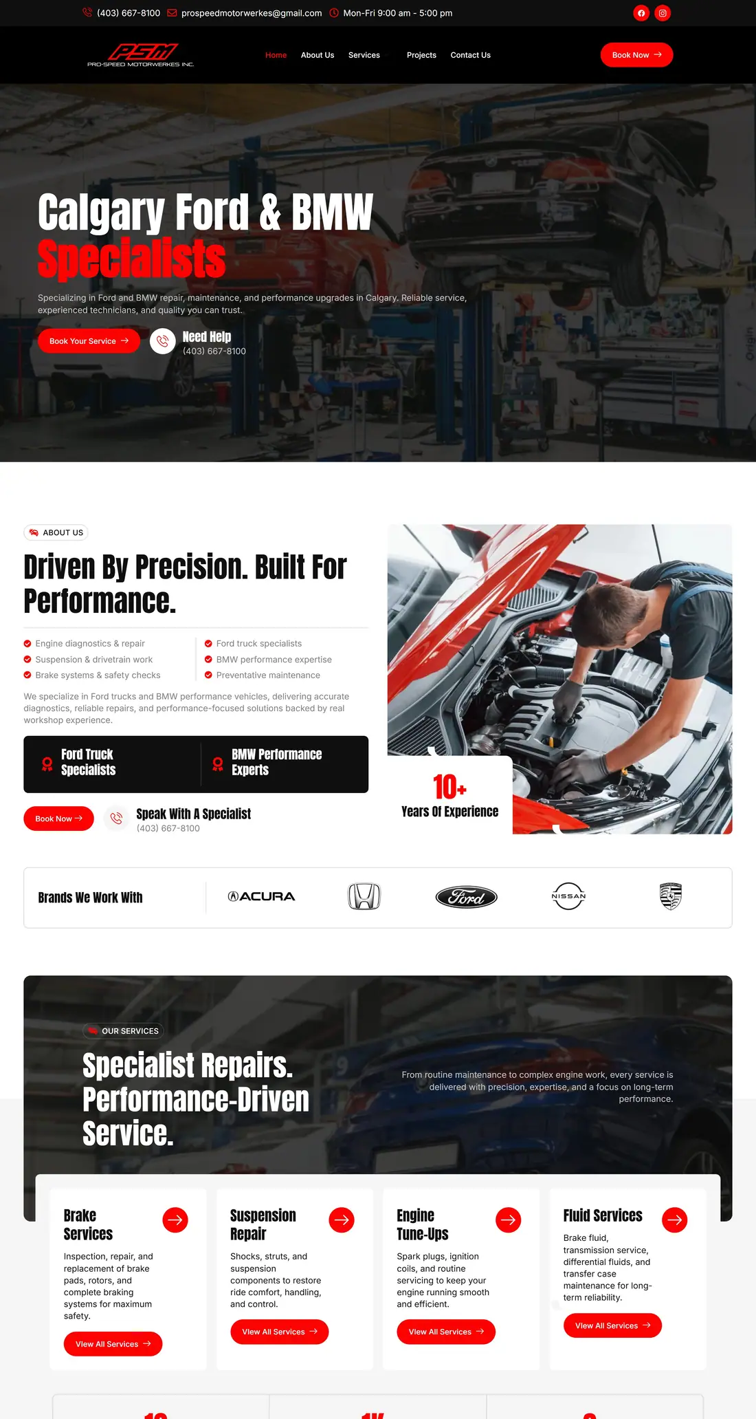 ProSpeed Motorwerkes website on a laptop