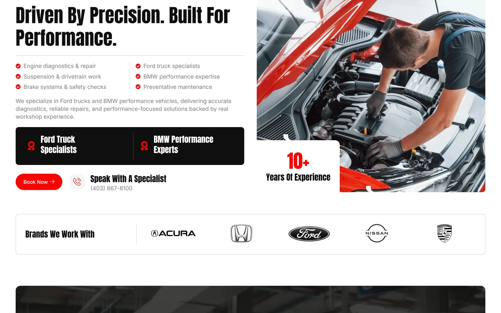 ProSpeed Motorwerkes website, further down the home page