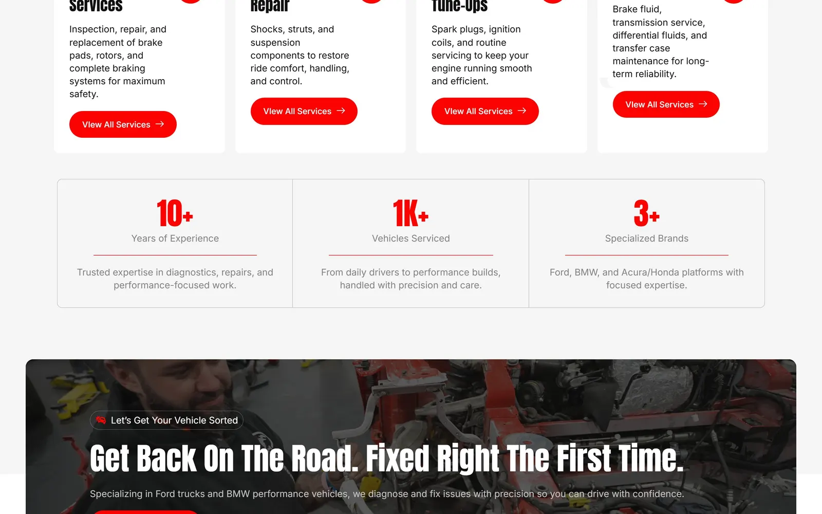 ProSpeed Motorwerkes website, a lower section