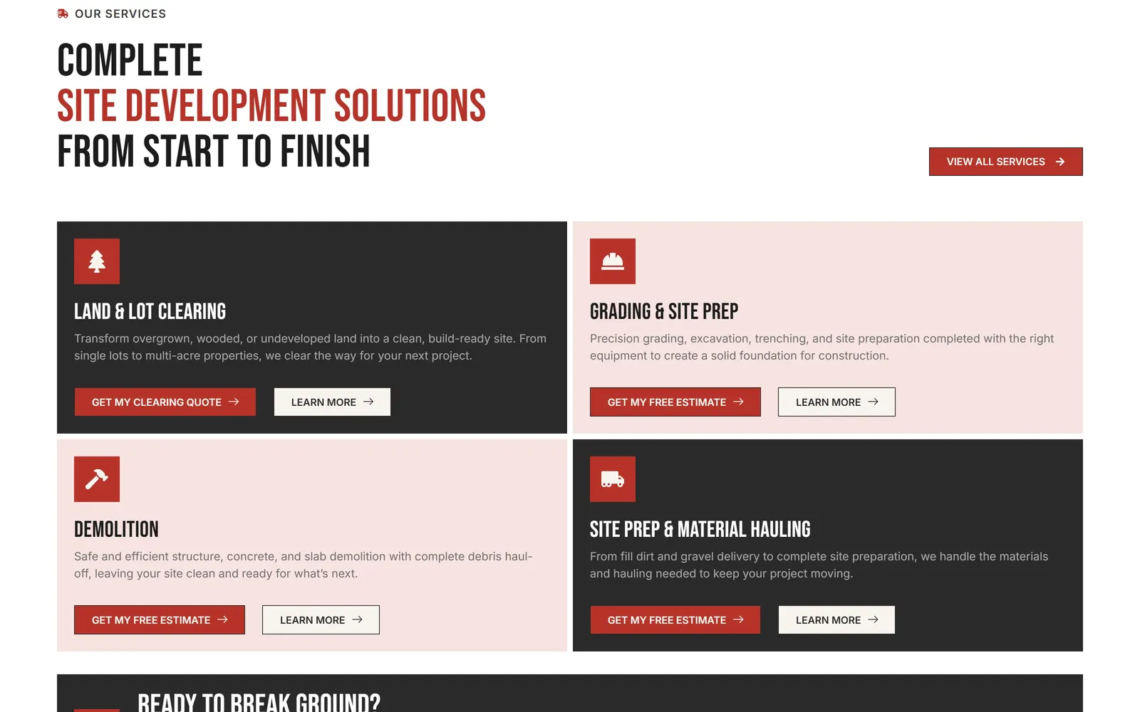 SW Florida Hauling website, further down the home page