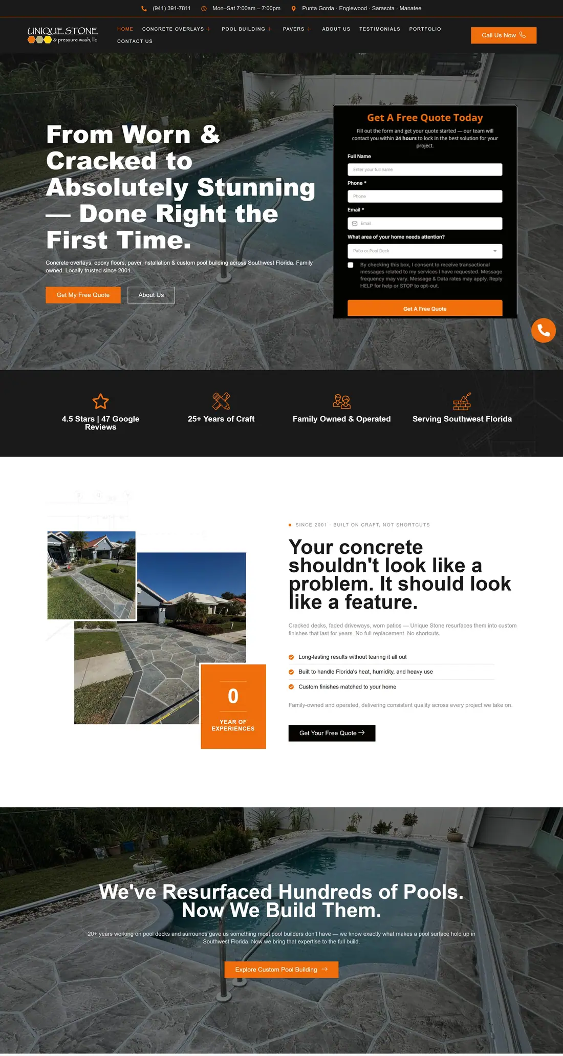 Unique Stone USA website on a laptop