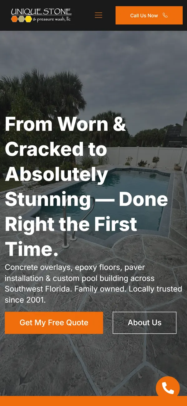 Unique Stone USA home page on a phone
