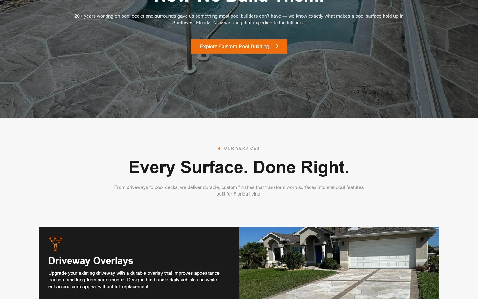 Unique Stone USA website, a lower section